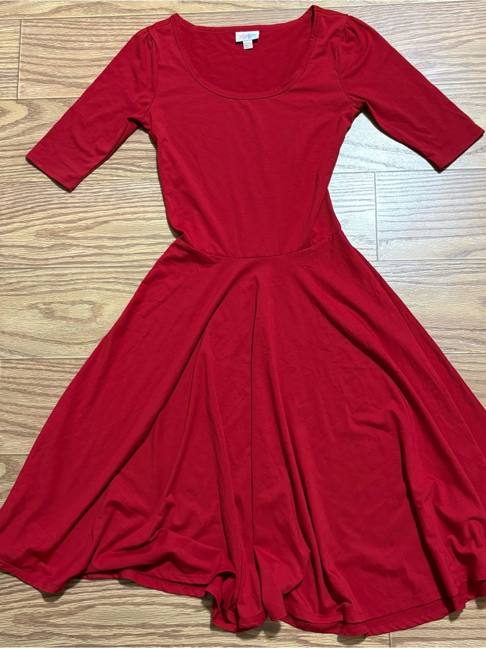Lularoe Nicole Red Fit & Flare Solid Dress XXS